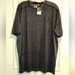 NWT UNDER ARMOUR HEAT GEAR GRAY & BLACK T-SHIRT WITH GEOMETRIC PATTERN XL FITTED